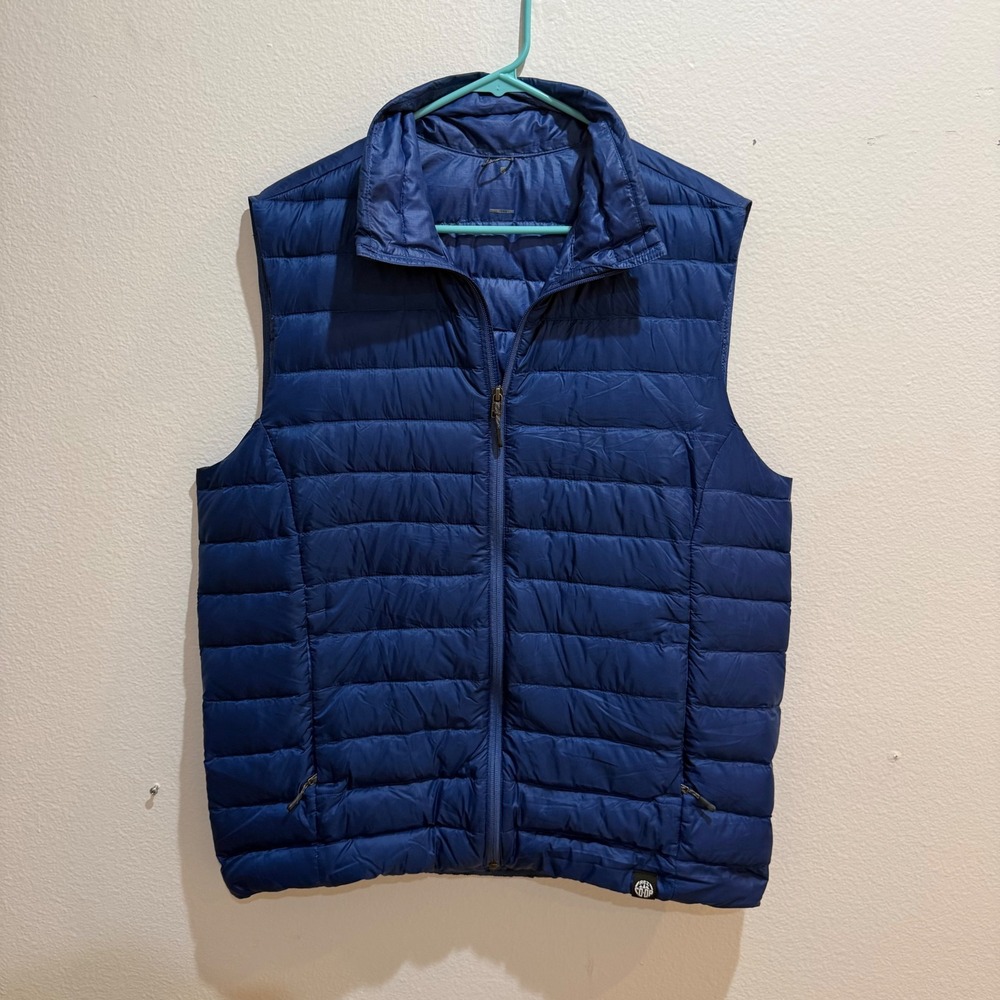 REI Co-op 650 Down Vest 2.0 Mens Blue Quilted Puffer Full Zip Lightweight L